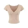 Camiseta Sexy de Manga Corta con Cuello Estilo Puro Deseo para Mujer, Nueva Moda de Verano Versátil Ajustada Camiseta Básica Top Corto