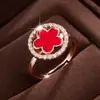 Anillo Abierto Redondo de Flor de Circonita Simple y Elegante para Mujer, un Accesorio Versátil y Elegante para el Uso Diario