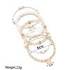 Moda e Estilo Elegante Liga Redonda Pingente CCB Cristal de Imitação Resina com Contas Elástico Pulseira Feminina Conjunto de 5 Peças