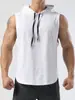 Colete com Capuz Masculino Esportivo de Verão Moletom Camisa de Basquete Top Fino sem Mangas Tamanho Grande Camiseta