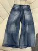 Jeans Acortados Arrugados Estilo Retro Americano para Mujer, Pantalones Rectos Adelgazantes de Cintura Alta de Verano, Pantalones de Pierna Ancha de Longitud Media para Mujer Petite