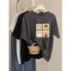 Camiseta de Manga Corta de Algodón Puro, Estilo Básico Regular con Hombro Recto para Mujer, Moda Versátil Elegante Gris Carbón Primavera/Verano 2026