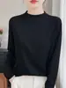 Suéter Fino de Punto de Cuello Medio para Mujer, Elegante Top de Capa Base para Otoño e Invierno 2026, Camiseta Blanca Base