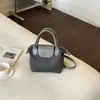 Bolsa de moda transfronteriza gris niebla con rayas tipo dumpling para mujer 2026 nueva versátil gran capacidad sensación de uso diario para ir al trabajo un solo hombro cruzada