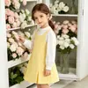 Vestido infantil para exportação, novo estilo primavera e outono 2026, moda coreana, vestido princesa duas peças com retalhos e mangas compridas para crianças maiores