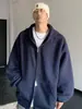 Sudadera con Capucha Estilo Americano de Doble Cremallera para Hombres y Mujeres, Chaqueta Cardigan Holgada de Hombros Caídos de Color Sólido, Estilo Perezoso de Calle, Fuente Mayorista