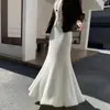 Nova Saia Longa de Tricô com Pelo de Visão Outono/Inverno 2025 para Mulheres, Saia Bodycon Elegante Mermaid Engrossada de Cintura Alta Emagrecedora