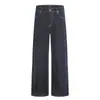 Jeans de Mezclilla Cruda Estilo High Street Americano para Hombre Ambiente Casual Marca de Moda Estilo Básico Desestructurado Costuras de Contraste Pierna Recta Holgada Pantalones Largos