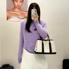 Suéter tejido de punto holgado, cuello redondo, talla extra, colección invierno 2026, top corto suelto y suave para mujer, V25191