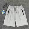 Shorts Masculino Sul-Coreano Verão Casual Simples Versátil Cor Sólida Shorts de Cinco Pontos Confortável Resistente a Amassados Impermeável Shorts com Zíper