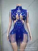 Novo Vestido Curto Elegante de Strass Sexy Prata Cor Nude para Grupos Femininos, Traje de Performance de Palco com Franjas, Fantasia de Dança Latina
