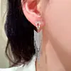 Pendientes de Triángulo Geométrico con Borlas y Diamantes, Estilo Lujo Ligero de Aguja de Plata, Moda Europea y Americana, Pendientes de Gama Alta Exquisitos y Elegantes para Mujer