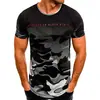 Nova Moda Masculina Esportiva Fitness Camuflada Manga Curta Camiseta de Verão Fina Conjunto de Camisetas de Manga Curta