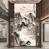 Estilo chinês 18D edifício duplex arranha-céu Villa parede de fundo da TV tecido papel de parede paisagem corredor filme e televisão Parede papel de parede mural