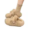 Pantuflas de Felpa Gruesas Antideslizantes con Lunares Retro para Mujer 06 Nuevo Otoño Invierno Aumentadoras de Altura Con Felpa Adicional Cálidas Zapatos Pantuflas de Algodón