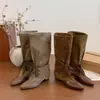 Botas Largas de Altura Creciente Estacionales Primer Encuentro para Mujer 2026 Nuevas Botas Altas Súper Elegantes con Correa Delantera Otoño-Verano Botas de Monta