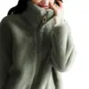 Moda Otoño e Invierno Elegante con Cuello Alto Forro de Polar Gruesa Cálida Chaqueta Informal con Cremallera Sudadera de Polar Coral para Mujer Moderna