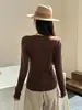 Elegante y estilosa camiseta interior suave para otoño e invierno 2026, nueva camiseta de punto cálida de manga larga con cuello redondo, versátil