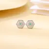 Yuebao Joyería Calcedonia Blanca Natural Plata de Ley S925 Colgante de Paz Hexagonal Hoja de Bambú Pendientes Estilo Chino Nuevo Venta al por Mayor