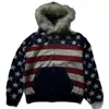 Sudadera con capucha estampada de cuello de piel Ins de estilo europeo y americano transfronterizo, jersey de manga larga, chaqueta retro, ropa de calle, moderna, Y2K