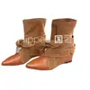 Botas de Moda Patchwork con Punta Aguda y Lazo Retro 2026 Nuevas Botas Vaqueras de Otoño que Aumentan la Altura Botines Versátiles de Moda para Mujer