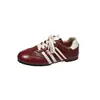 Zapatillas de entrenamiento retro alemanas de cuero suave para mujer, zapatillas casuales versátiles de suela plana, con bloques de color y cordones, zapatillas transpirables para correr, estilo Forrest Gump
