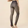 Leggings de otoño e invierno translúcidos para la piel, de talla grande, con forro polar para mujer, color gris de azafata, medias gruesas LX
