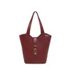 Otoño 2026 Nuevo Retro Gran Capacidad Textura de Alta Calidad Elegante Textura Tejida Simple Versátil Bolso de Cubo de Mano Cruzado