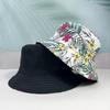 Sombreros de Pescador Estampados Europeos y Americanos Transfronterizos para Hombres y Mujeres Sombreros de Cubeta para Protegerse del Sol de Verano Estampado Digital de Flores y Hojas Sombreros de Doble Cara