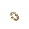 Anillo Abierto de Espiga de Trigo Perla Zirconia Estilo Coreano y Japonés Minimalista, Joyería Versátil Exquisita de Moda de Gama Alta de Nicho