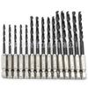 Juego de 15 Brocas Helicoidales Negras con Mango Hexagonal 3mm4mm5mm Acero de Alta Velocidad Nitrurado Taladro Eléctrico para Madera Metal Abierto