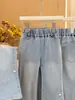 Jeans Jeans Tendência Outono 3D Estrela do Mar para Meninas, Calça Casual Estilosa Infantil, Roupa da Moda para Crianças