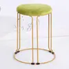 Taburete para el hogar Taburete de acero nórdico de lujo ligero Taburete simple de tela engrosada Taburete para mesa de comedor Taburete redondo de moda Taburete de red de celebridades dorado