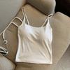 Sling de Color Sólido con Almohadilla en el Pecho Ropa Interior de Algodón Puro Hermoso Chaleco de Espalda Envolviendo el Pecho Ropa Interior Strapless con Copa Fija de Una Pieza para Mujer para Uso Exterior
