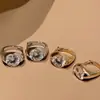 Pendientes de Aro Minimalistas Estilo Coreano con Diseño de Pedrería Flotante en Forma de Soporte para Mujer, Pendientes Pequeños y Delicados para el Uso Diario, Venta al por Mayor