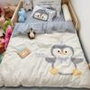 Algodón Cepillado Otoño e Invierno Estampado de Oso de Dibujos Animados Juego de Cuatro Piezas de Ropa de Cama Cálida para Niños de Jardín de Infancia Dormitorio Cubre Edredón
