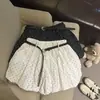 Foto Real de Pantalones Casuales Anti-Exposición de Lunares Florales Dulces para Mujer, Nuevo Estilo de Verano Pantalones Cortos de Falda Ancha Línea A Plisados