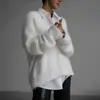 Cárdigan de Punto con Imitación de Piel de Visón Transfronterizo Estilo Europeo y Americano Otoño e Invierno 2025 Suéter Chaqueta Holgado de Manga Larga con Cuello en V para Mujer