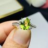 Joyería Caibao Anillo de Peridoto Natural Plata 925 Incrustado Pequeño Fresco Vivo Boca Anillo Dedo Índice Femenino Suministro en Vivo