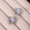 Aretes Transfronterizos de Amazon de Cobre con Incrustaciones de Zirconia Corazón Planeta Pequeño Universo Moda Personalidad Nicho Venta al por Mayor Cristal