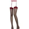 Sexy Sling Macacão Sling Sling Puro Cano Longo Spice Girls Ultrafino Meias de Seda Vermelhas Cor de Contraste Salto Baixo Combina com Tudo Sexy Mulheres