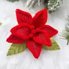Flores de Navidad, Cabezas de Flores Artificiales, Decoraciones Navideñas, Accesorios para Árbol de Navidad, Fábrica Fuente de Venta Caliente Transfronteriza
