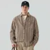 Camisa de hombre a rayas de manga larga, nuevo estilo primavera/otoño 2026, cuello camisero, versátil, casual, retro japonés, holgada y cómoda
