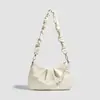 Bolso de Hombro Nube de Perlas para Mujer GDCK, Bolso de Mano de PU Blanco Crudo, Incluye 2 Correas