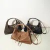 Bolsa de Ombro Único com Design Simples de Cordão, Novo Estilo 2026, Cor Sólida, Bolsa de Axila Tendência Outono e Inverno, Bolsa de Mão Vintage, Nicho