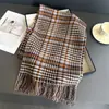 Bufanda Chal Versátil Cálida de Imitación Cachemir con Diseño Pied de Poule Otoño e Invierno con Borlas a Cuadros para Mujer