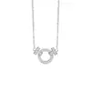 Collar de Pareja Anillo Mobius Plata de Ley 925 Lujo Accesible Gama Alta Hebilla de Herradura Cadena para Clavícula Zirconia Colgante Doble Anillo Ins
