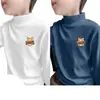 Y2112 # Camiseta de cuello alto medio para niño de terciopelo alemán para primavera y otoño 2025 Dibujos animados Nuevo Otoño e Invierno Tops para Niños Medianos y Grandes