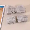 Venta Caliente Transfronteriza Set de Muñequeras y Diadema de Lazo para Lavarse la Cara Peluche Sencillo Lazo para el Cabello Accesorios para el Cabello para Mujer Adornos