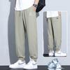 Calça Versátil de Seda de Gelo 2026 Verão Fina de Caimento Solto Jogger Nova Esportiva de Secagem Rápida Calça Casual Masculina de Nove Pontos